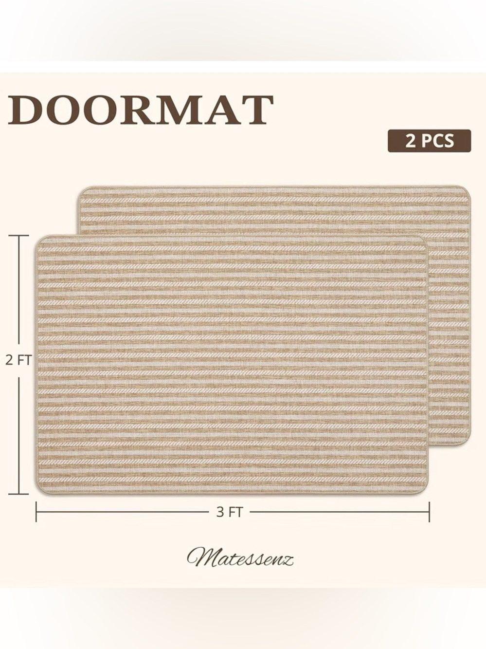 MatEssenz Pet-Friendly Indoor Door Mat 2-Pack Box Set - Premium Woven Muddy Paws